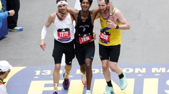 Illustrative photo: Boston Marathon Aaron Beggs Robson de Oliveira Ajay Haridasse